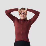 Women's Grid Thermal Jersey - Burgundy
